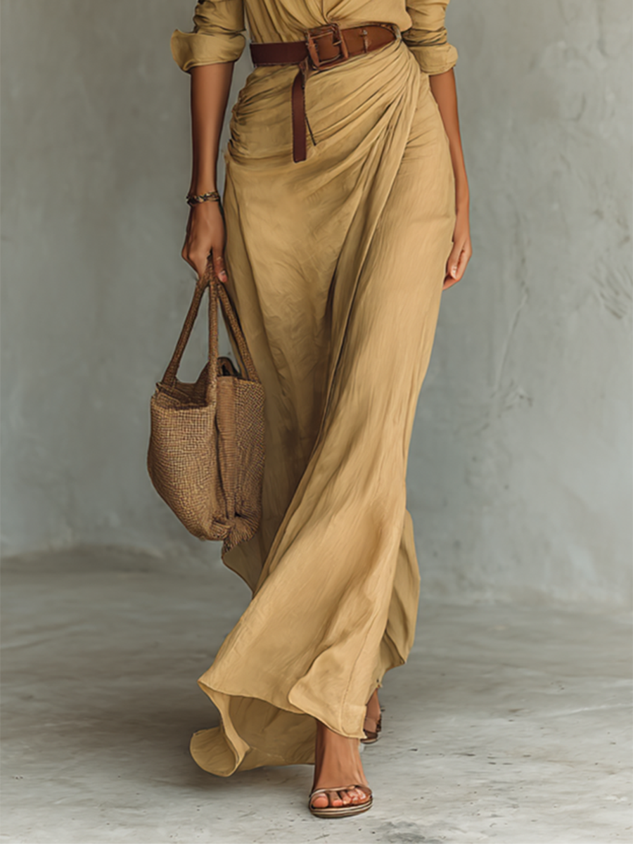 LOULOU | Vestido Maxi Largo con Cuello Invertido