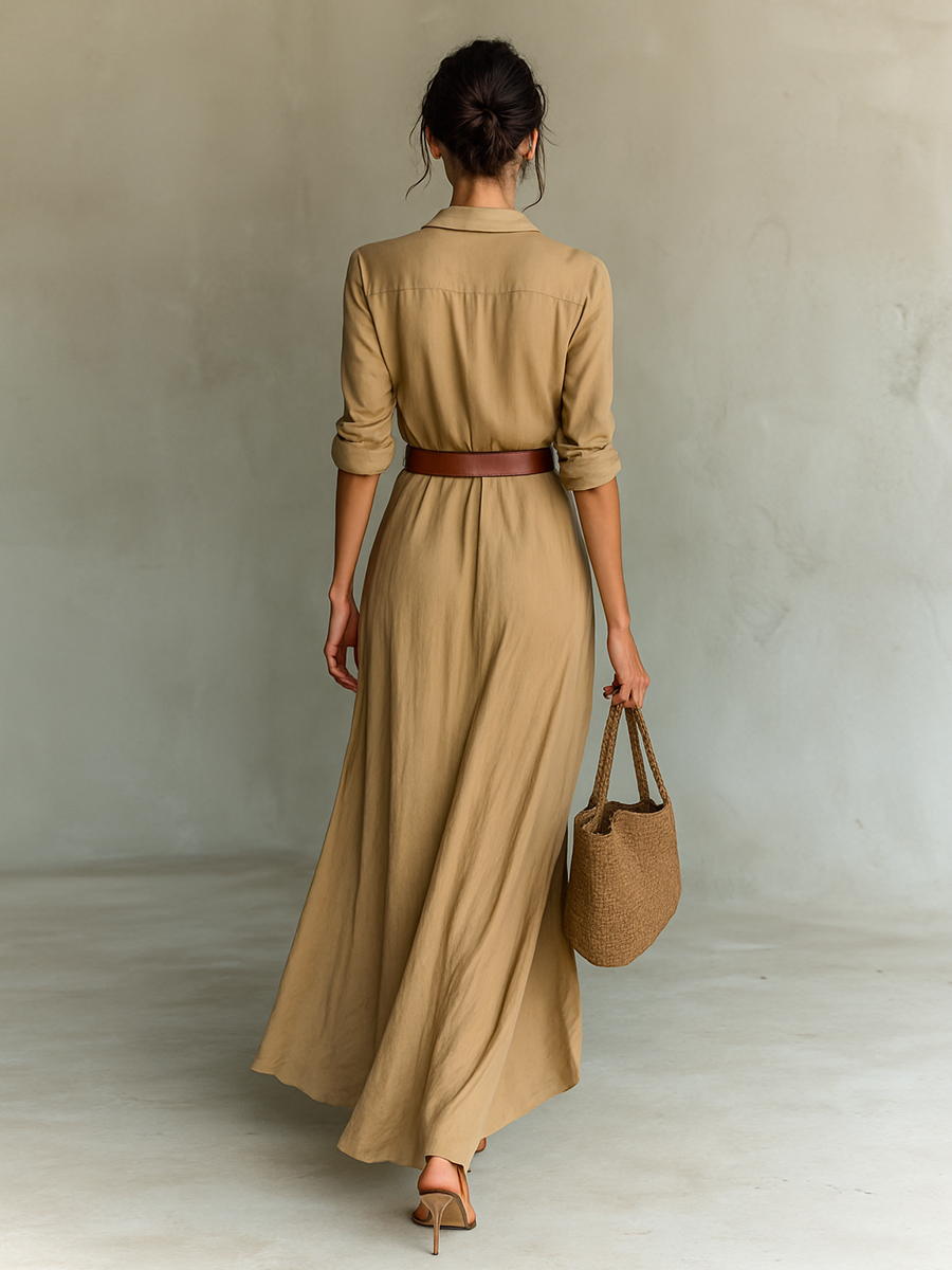 LOULOU | Vestido Maxi Largo con Cuello Invertido